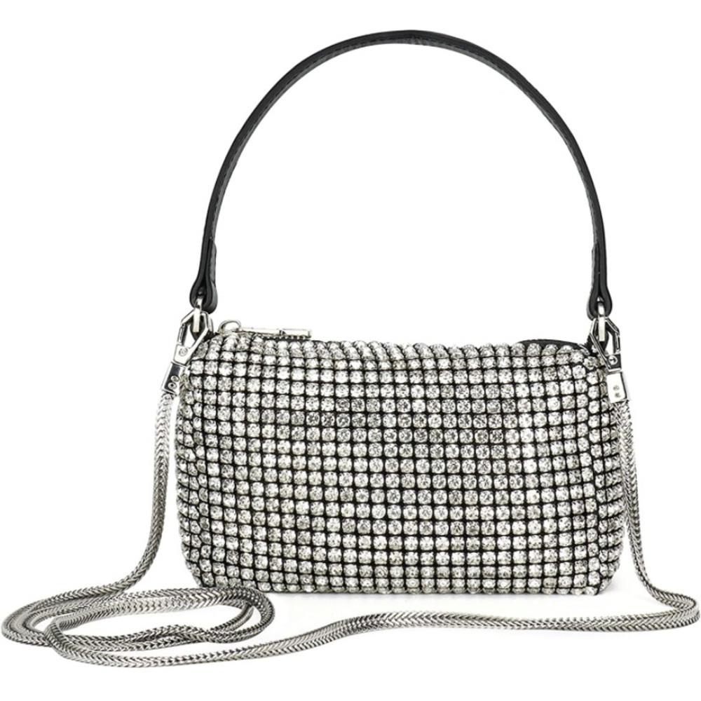 Crystal Rhinestone Crossbody Bags for Women Bling Purse Mini Top Handle Handbag